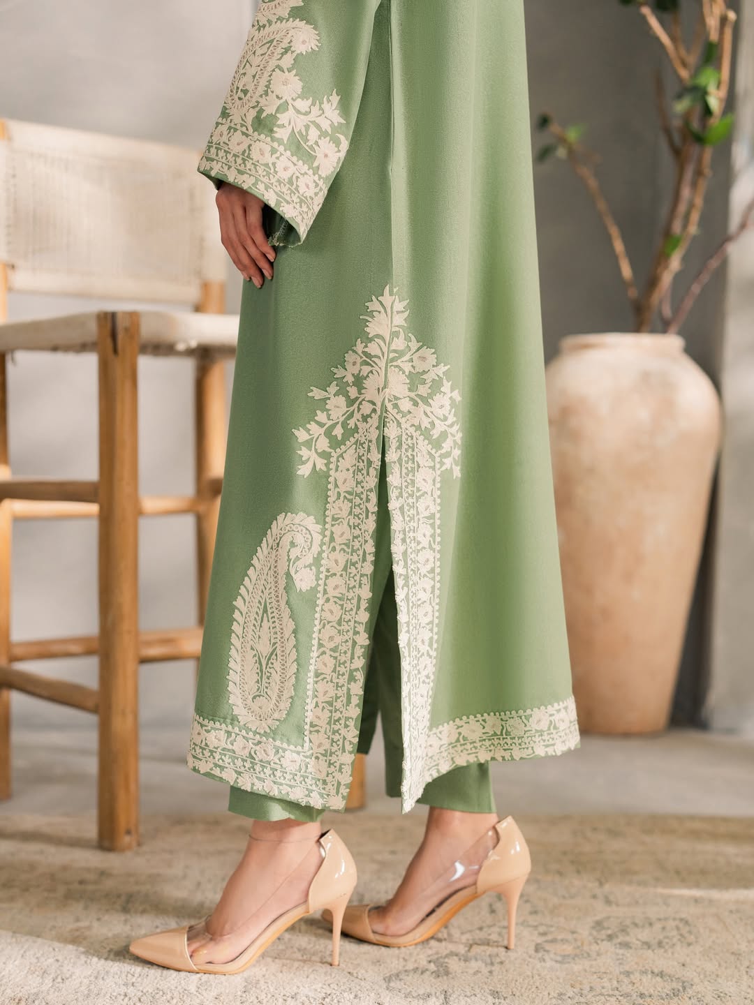 Premium Stitched Embroidered Lawn 3 Piece Suit with Chiffon Dupatta