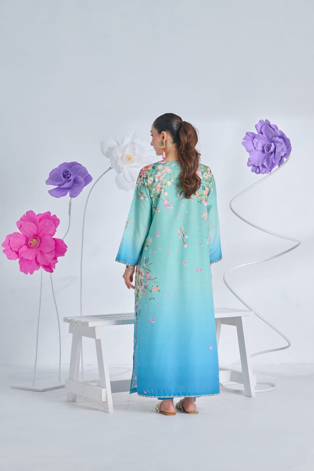 Premium Printed Crepe Silk Stitched 2 Piece Kaftan Suit