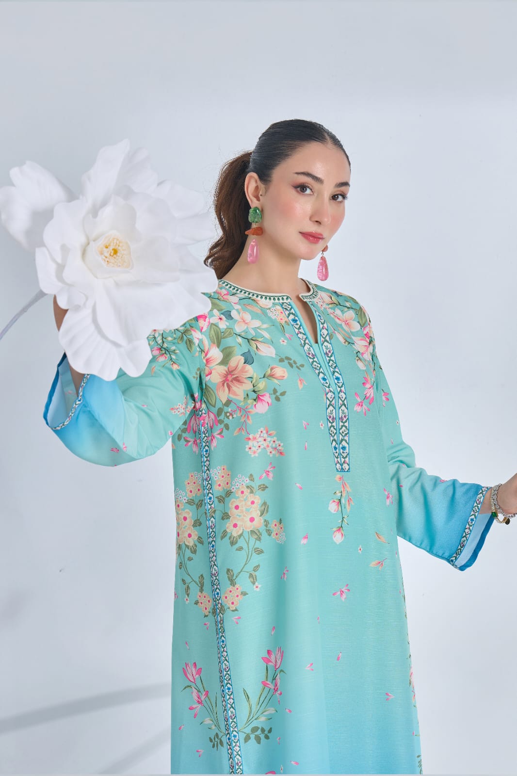 Premium Printed Crepe Silk Stitched 2 Piece Kaftan Suit