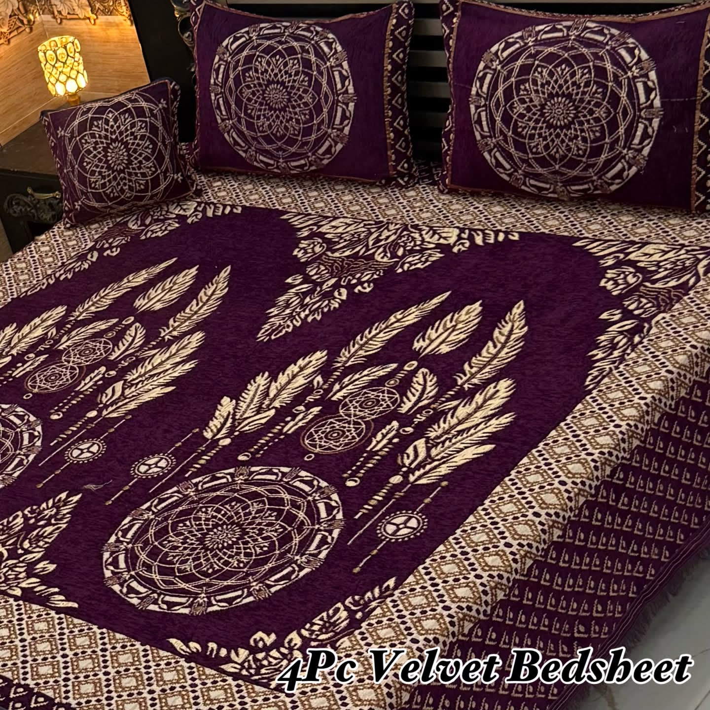 4Pc Velvet Jaquard Bedsheet