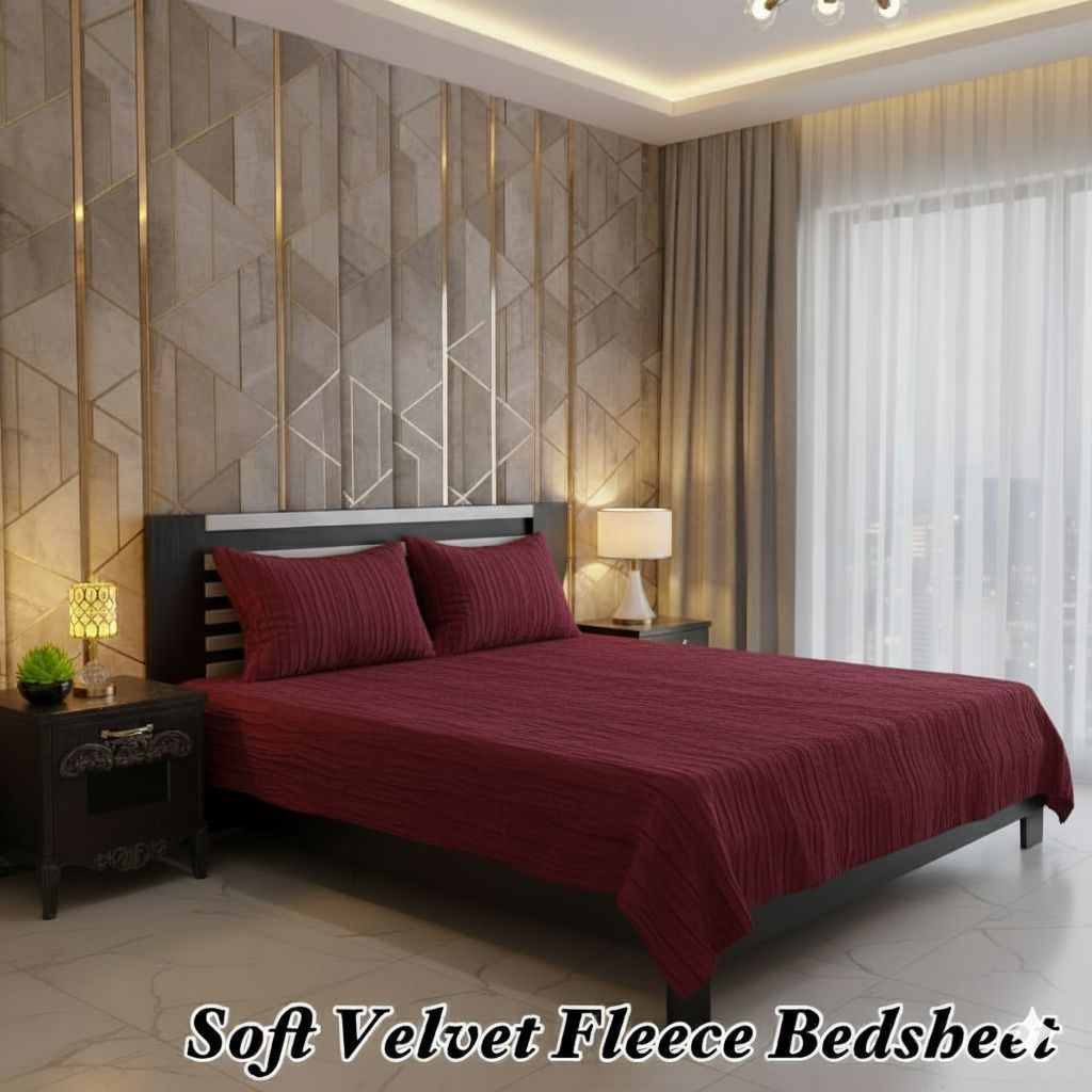 Premium Soft Velvet Fleece King Size Bedsheet Set – 3 Piece Bedding Set
