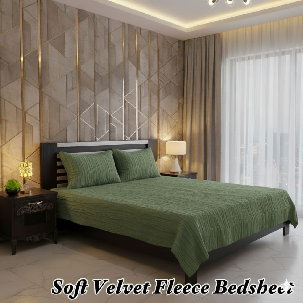Premium Soft Velvet Fleece King Size Bedsheet Set – 3 Piece Bedding Set