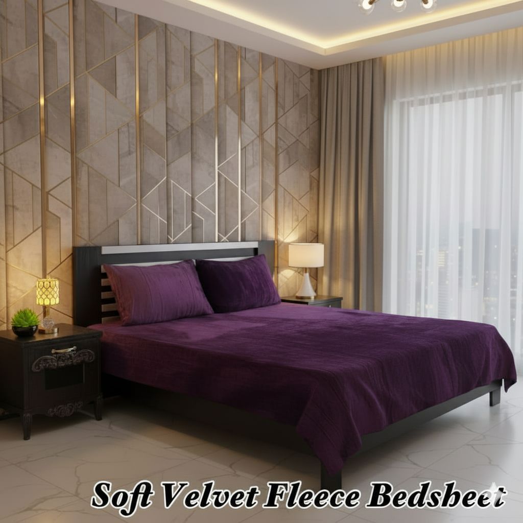 Premium Soft Velvet Fleece King Size Bedsheet Set – 3 Piece Bedding Set