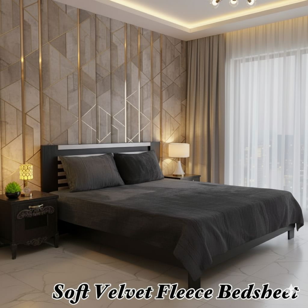 Premium Soft Velvet Fleece King Size Bedsheet Set – 3 Piece Bedding Set