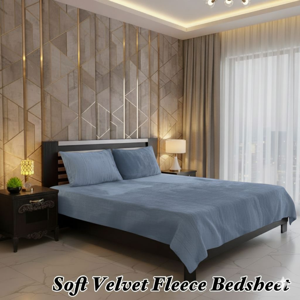 Premium Soft Velvet Fleece King Size Bedsheet Set – 3 Piece Bedding Set