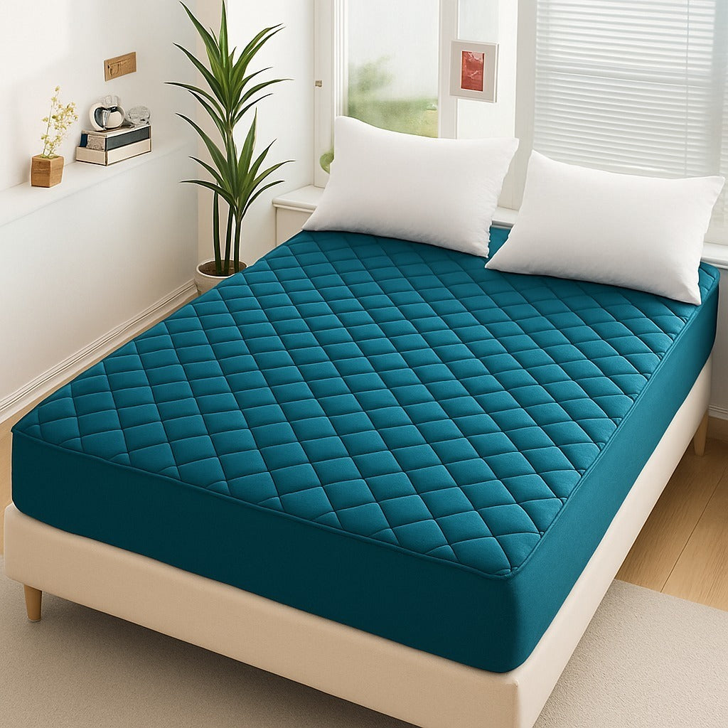 Luxury Quilted Waterproof Mattress Protector | Cotton Fitted Bed Cover