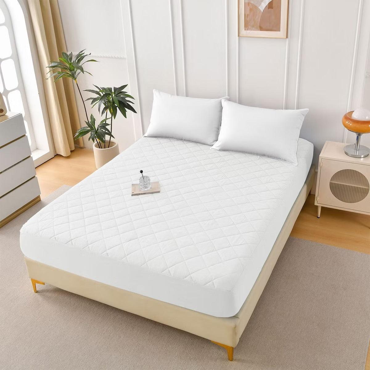 Luxury Quilted Waterproof Mattress Protector | Cotton Fitted Bed Cover