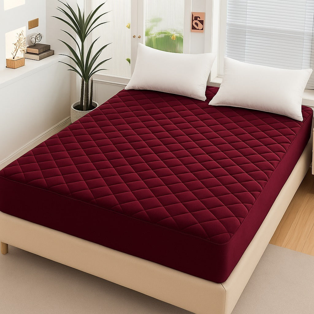 Luxury Quilted Waterproof Mattress Protector | Cotton Fitted Bed Cover