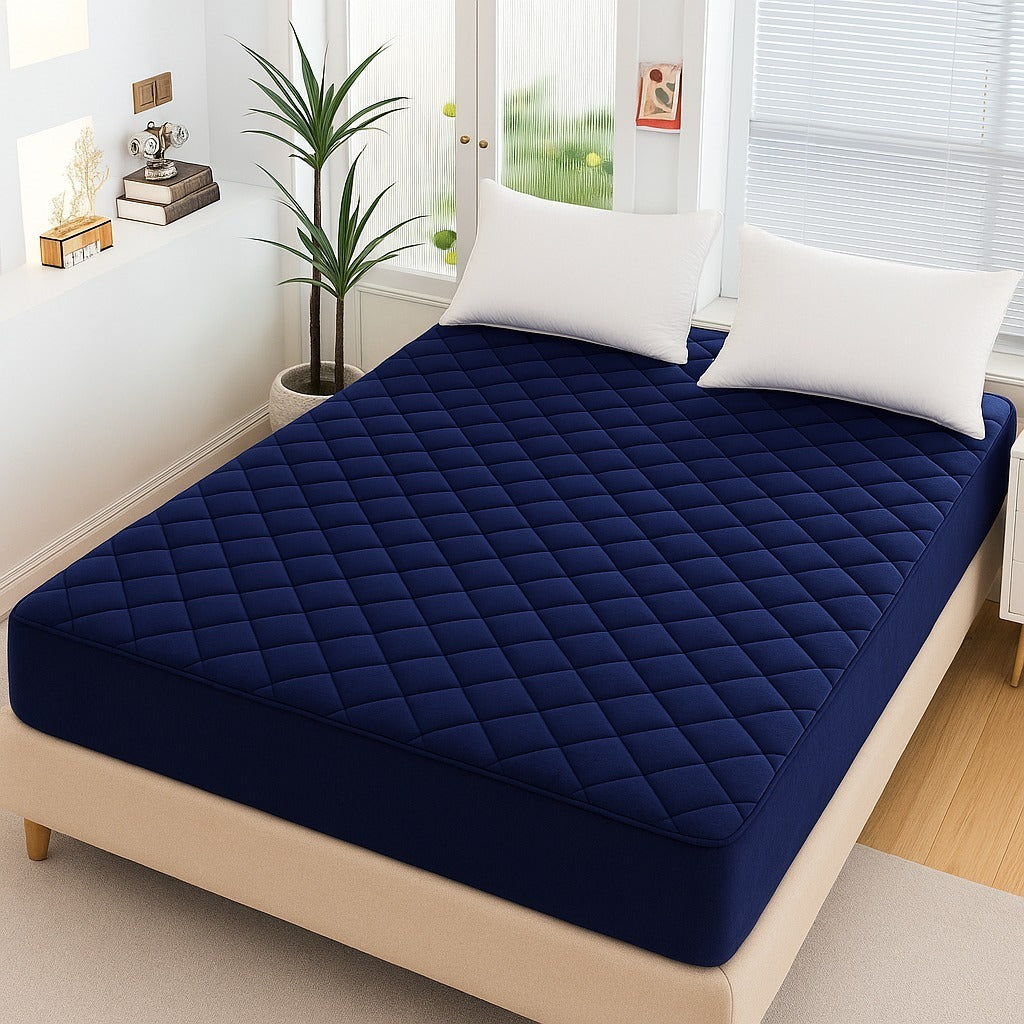 Luxury Quilted Waterproof Mattress Protector | Cotton Fitted Bed Cover