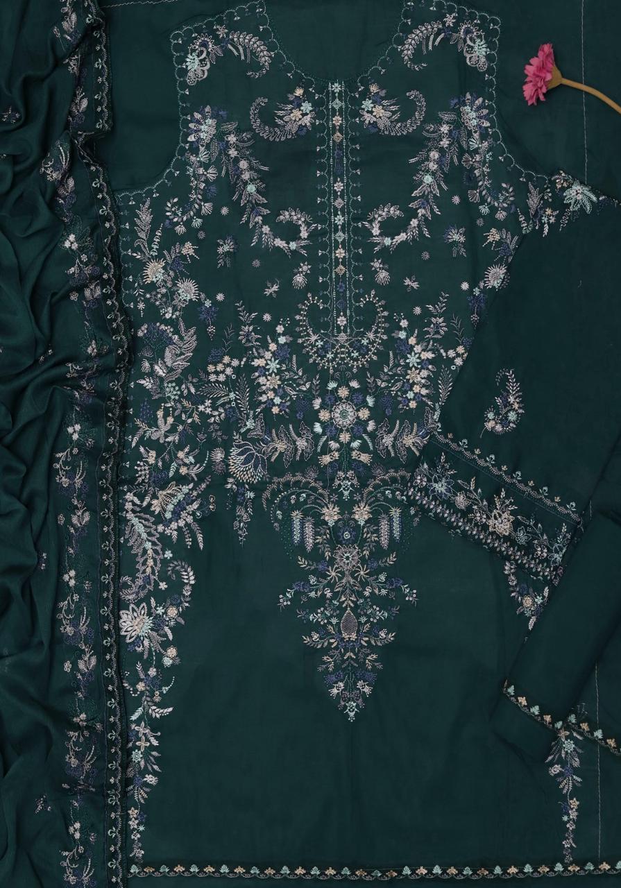Premium Embroidered Lawn Suit – Unstitched 3 Piece