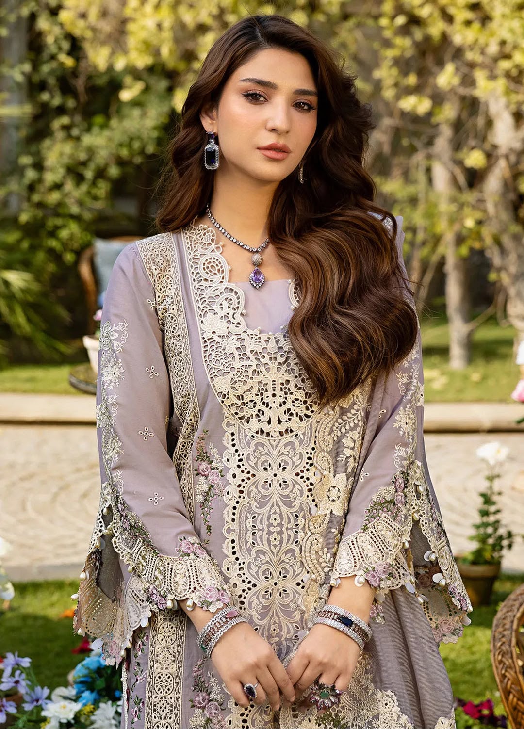Luxury Chicken Kari Embroidered Lawn Suit with Organza Dupatta | Festive Collection 2026