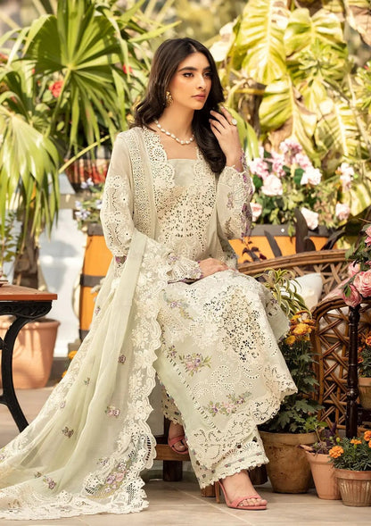 Luxury Chicken Kari Embroidered Lawn Suit with Organza Dupatta