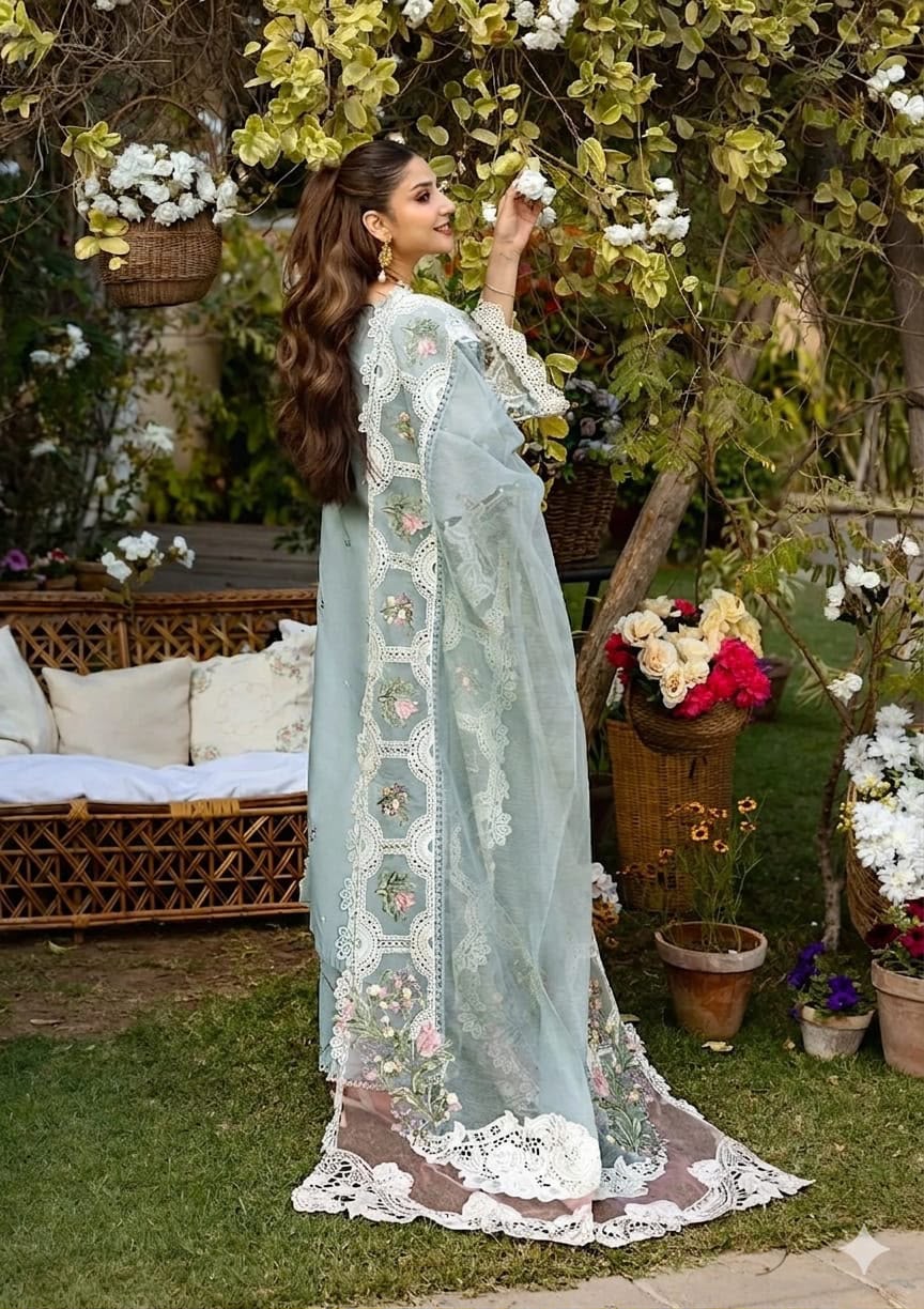 Luxury Chicken Kari Lawn Suit – Unstitched 3 Piece with Khaddi Net Dupatta