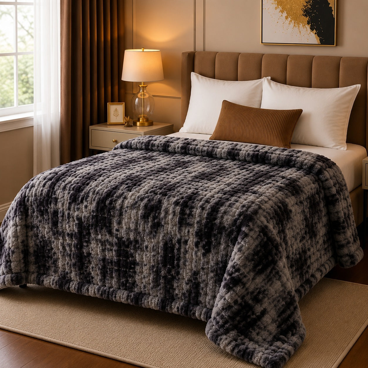 Bubble Printed AC Blanket – Premium Plush Super Soft Fleece Double Bed Blanket