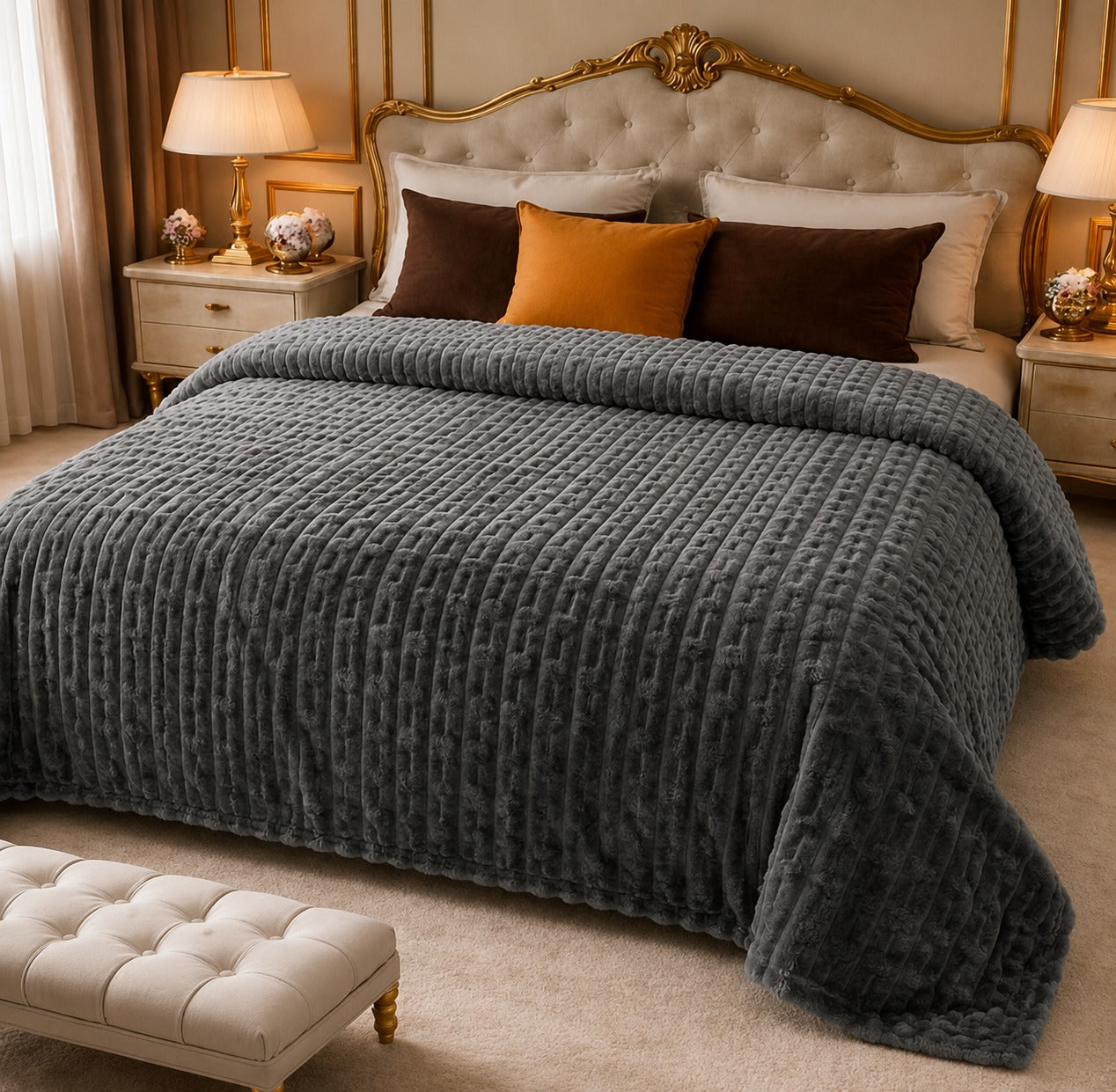 Luxury Bubble AC Blanket | Premium Plush Super Soft Fleece | Double Bed