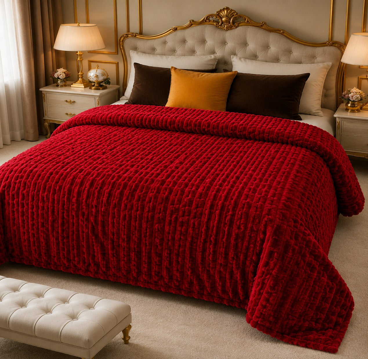 Luxury Bubble AC Blanket | Premium Plush Super Soft Fleece | Double Bed