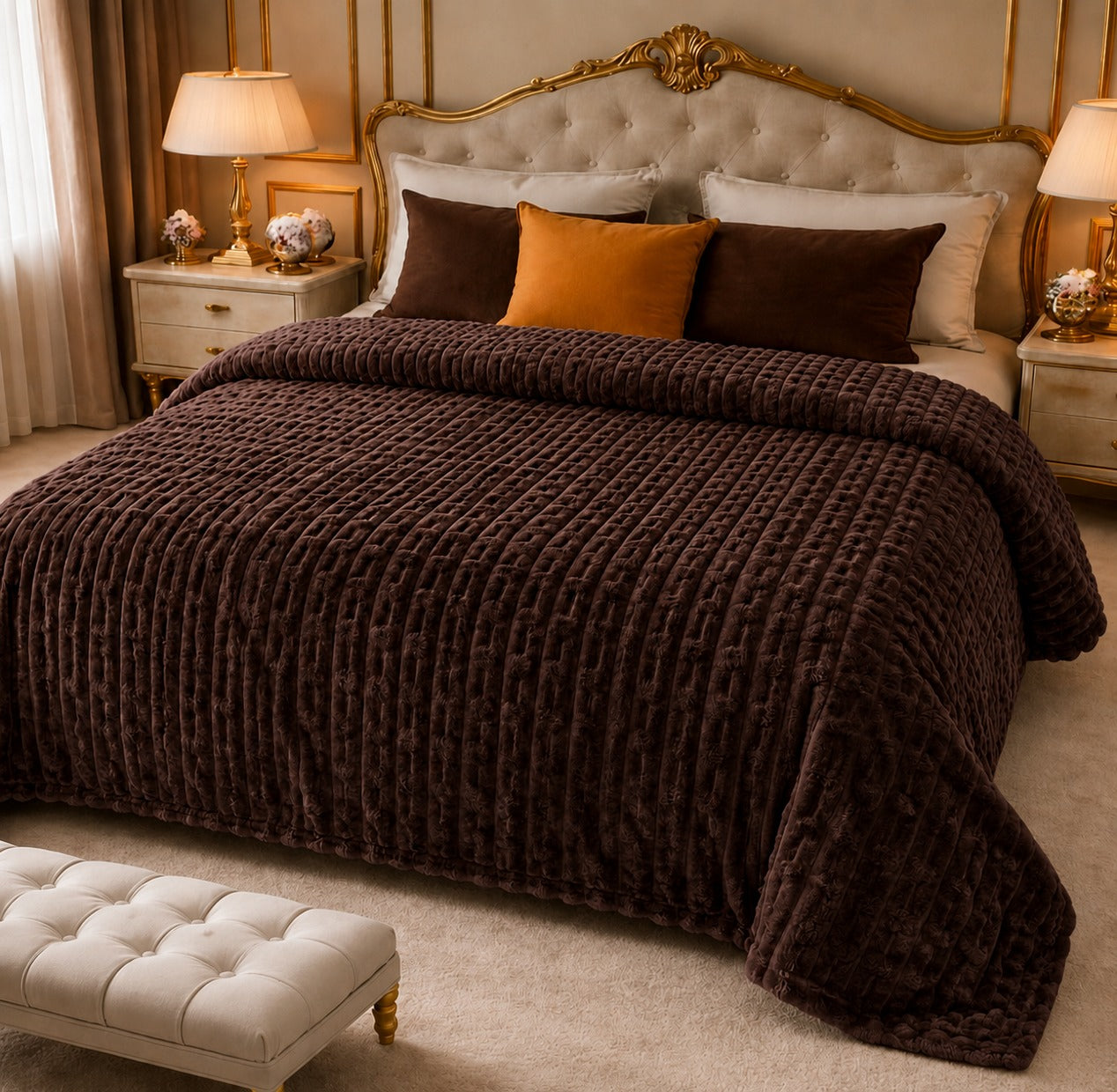 Luxury Bubble AC Blanket | Premium Plush Super Soft Fleece | Double Bed