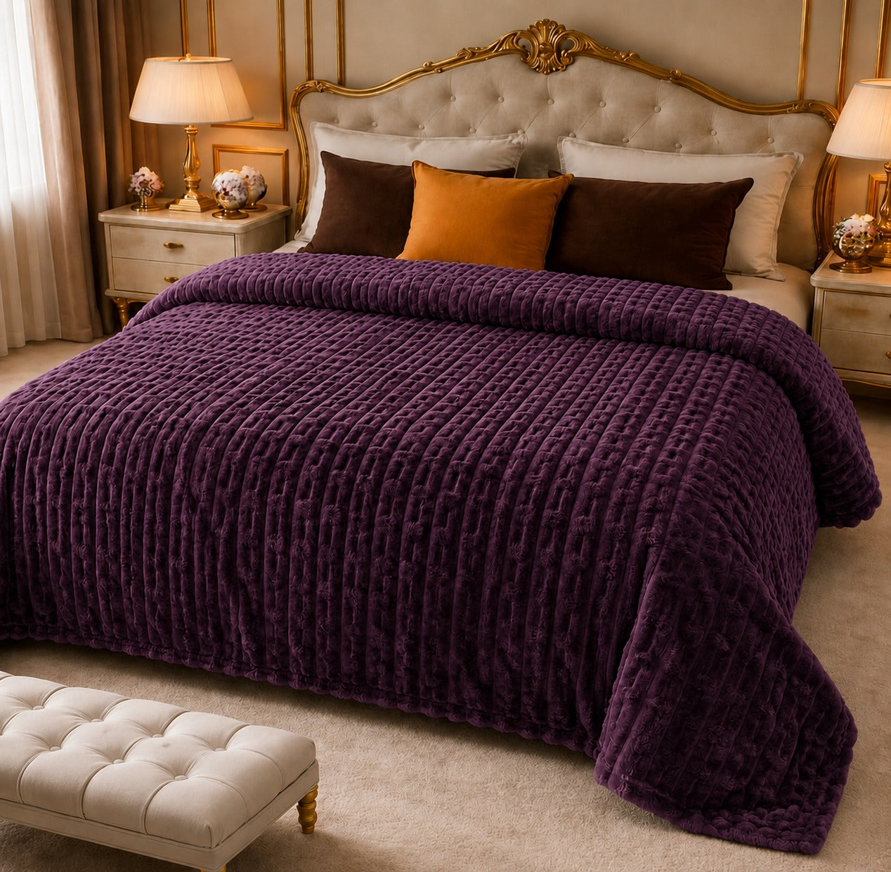 Luxury Bubble AC Blanket | Premium Plush Super Soft Fleece | Double Bed