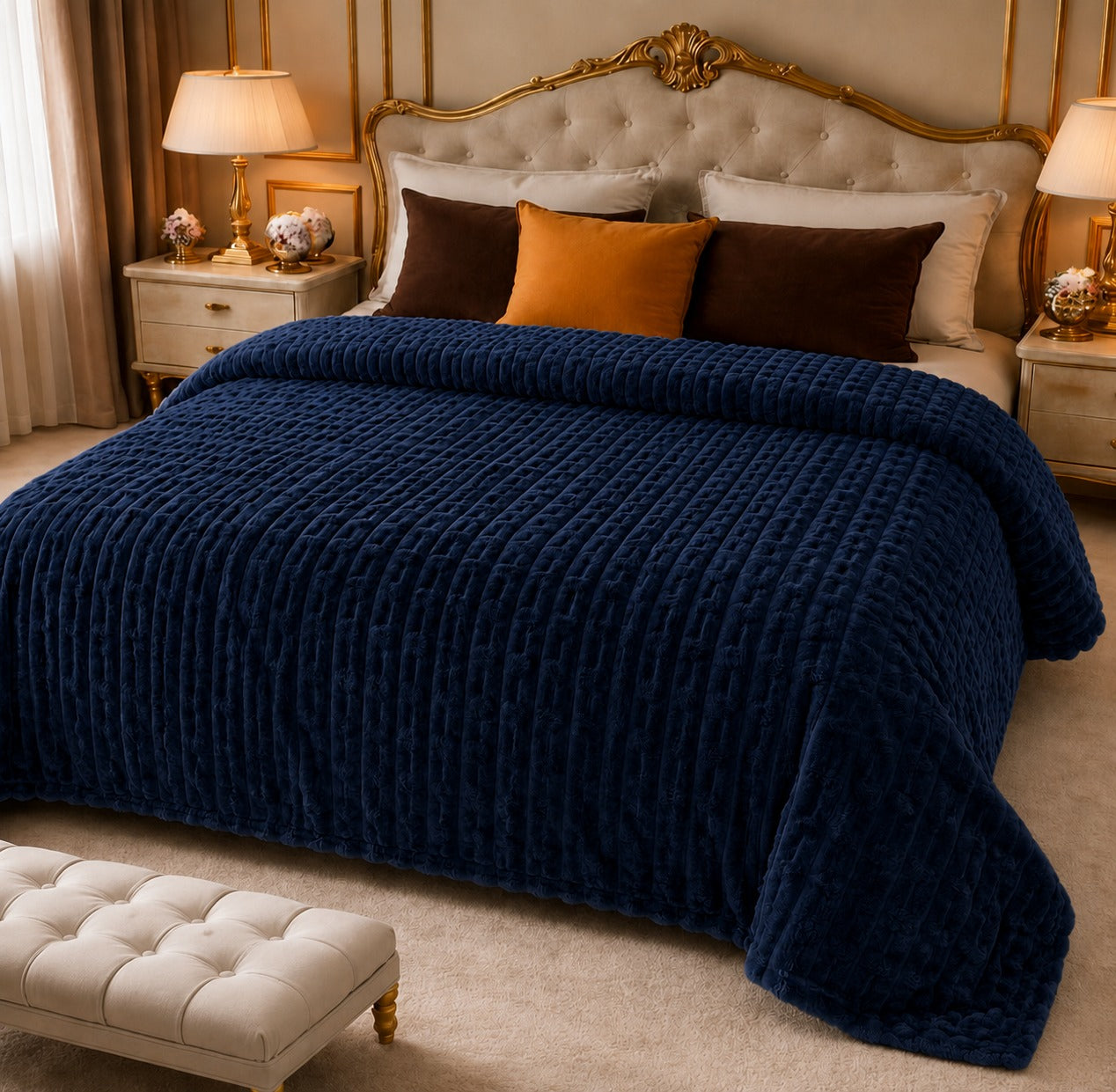 Luxury Bubble AC Blanket | Premium Plush Super Soft Fleece | Double Bed