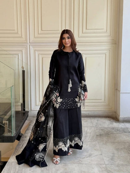 Premium Lawn 3 Piece Stitched Sequence Embroidered Suit