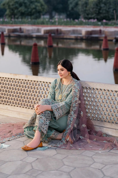 3 Piece Embroidered Chiffon Suit with Net Dupatta – Luxury Party Wear Collection