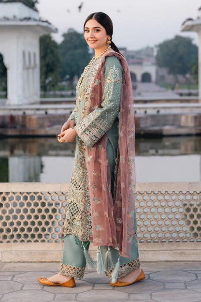 3 Piece Embroidered Chiffon Suit with Net Dupatta – Luxury Party Wear Collection