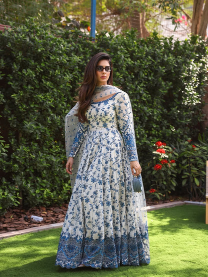 Premium Ready-to-Wear 2 Piece Swiss Lawn Printed Frock with Chiffon Slub Dupatta