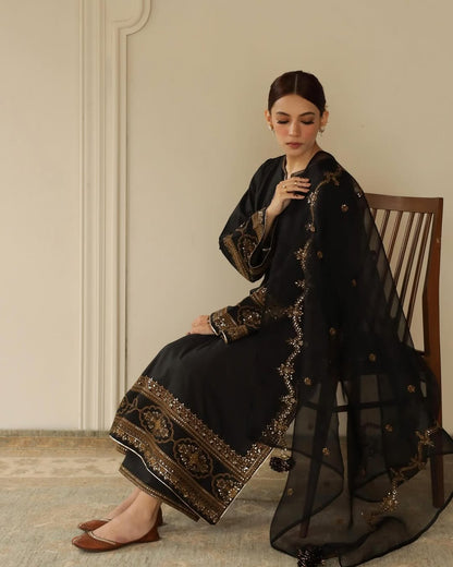 Luxury 3 Piece Stitched Lawn Suit – Sequence & Tilla Embroidery | Ready to Wear