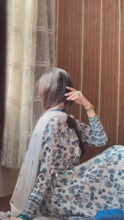 Premium Ready-to-Wear 2 Piece Swiss Lawn Printed Frock with Chiffon Slub Dupatta